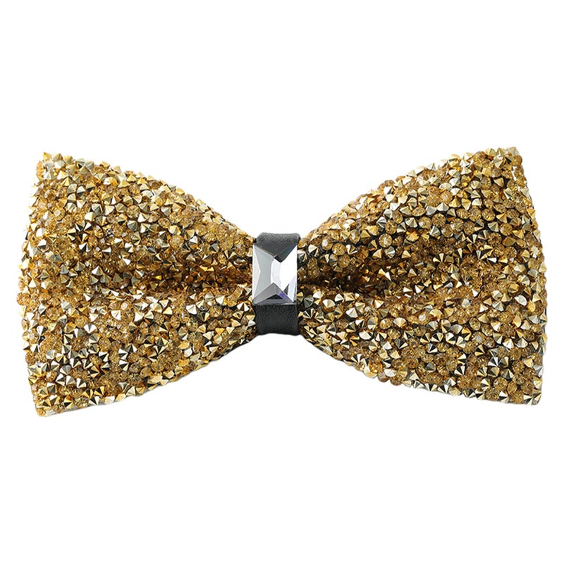 Man of Men Gold Bow Tie for Men, Gold Bowtie, Rhinestone Bow Ties for Men, Pre Tied Sequin Bowties with Adjustable Length - Image 1